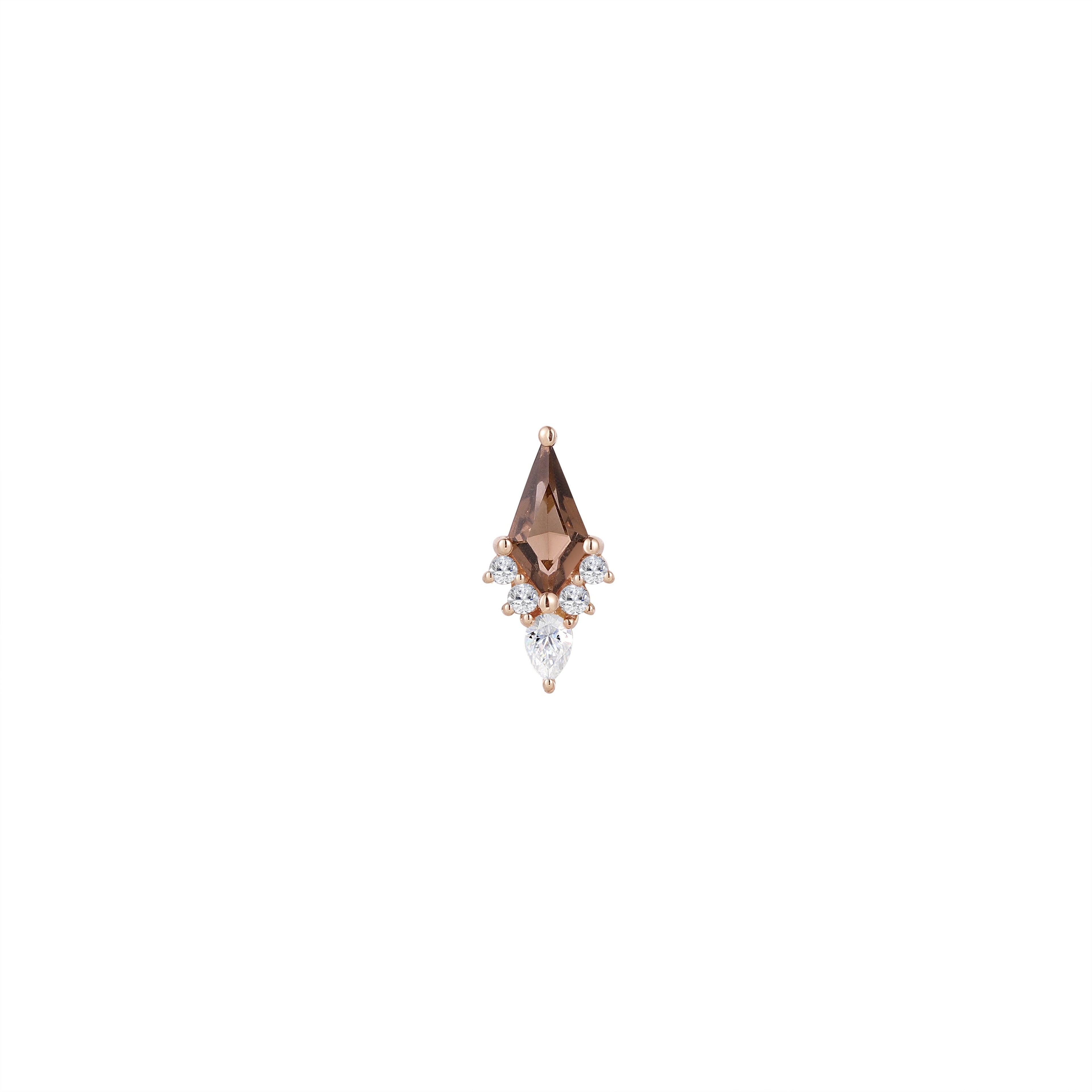 Afterglow - Smoky Quartz + CZ - Threadless End