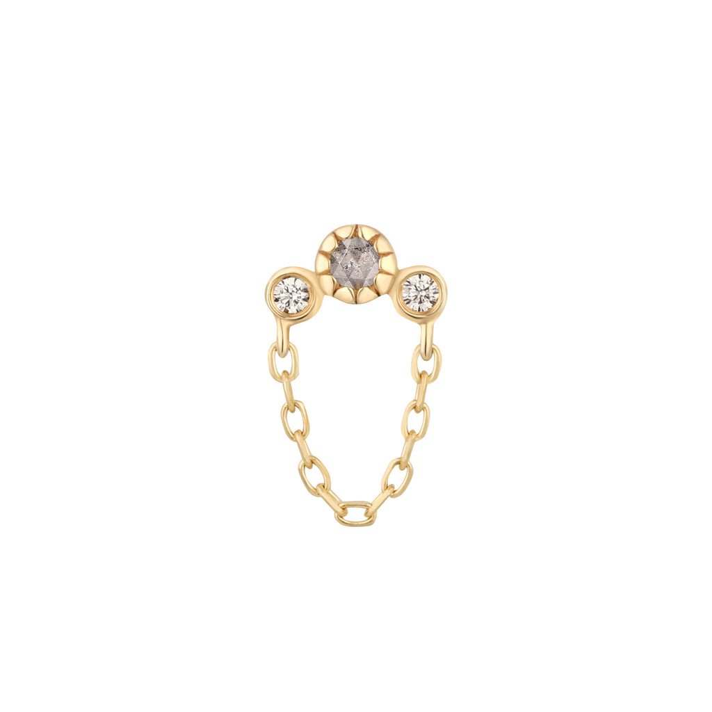Halston - Grey Diamond + White Sapphire + Chain - Threadless End