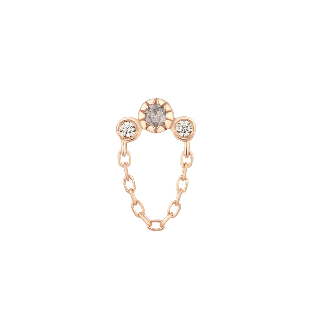 Halston - Grey Diamond + White Sapphire + Chain - Threadless End