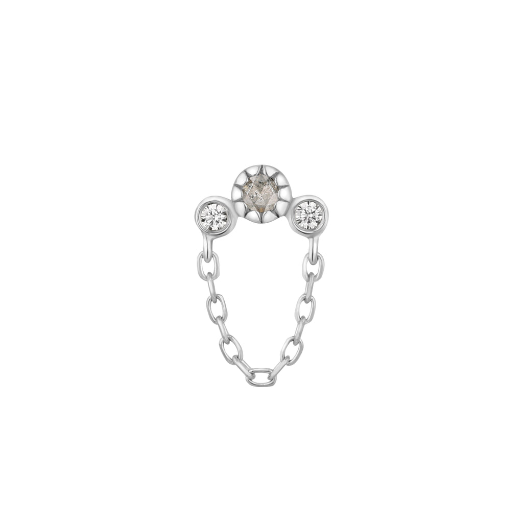 Halston - Grey Diamond + White Sapphire + Chain - Threadless End