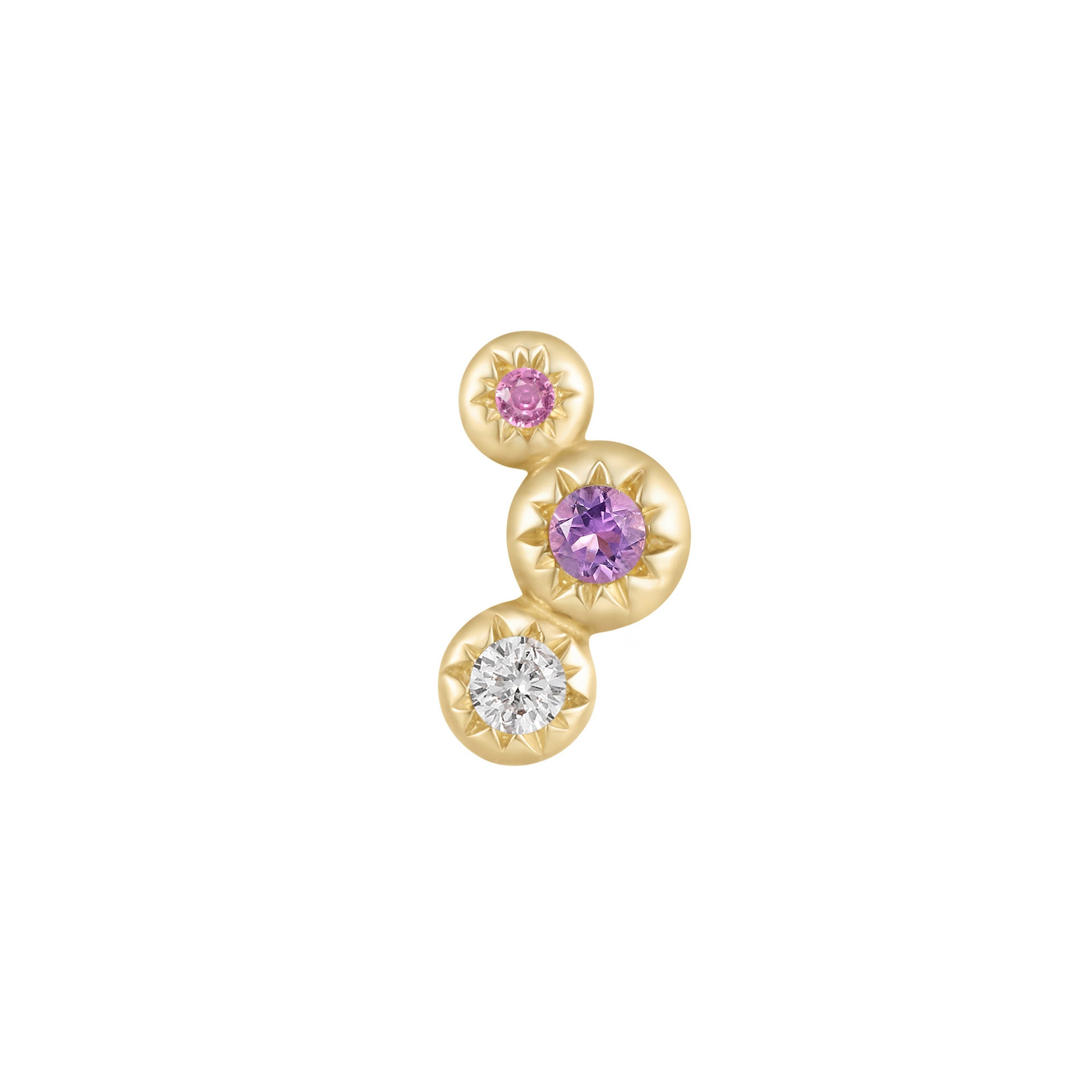 Dig It - Amethyst + Pink Sapphire + White Topaz - Threadless End