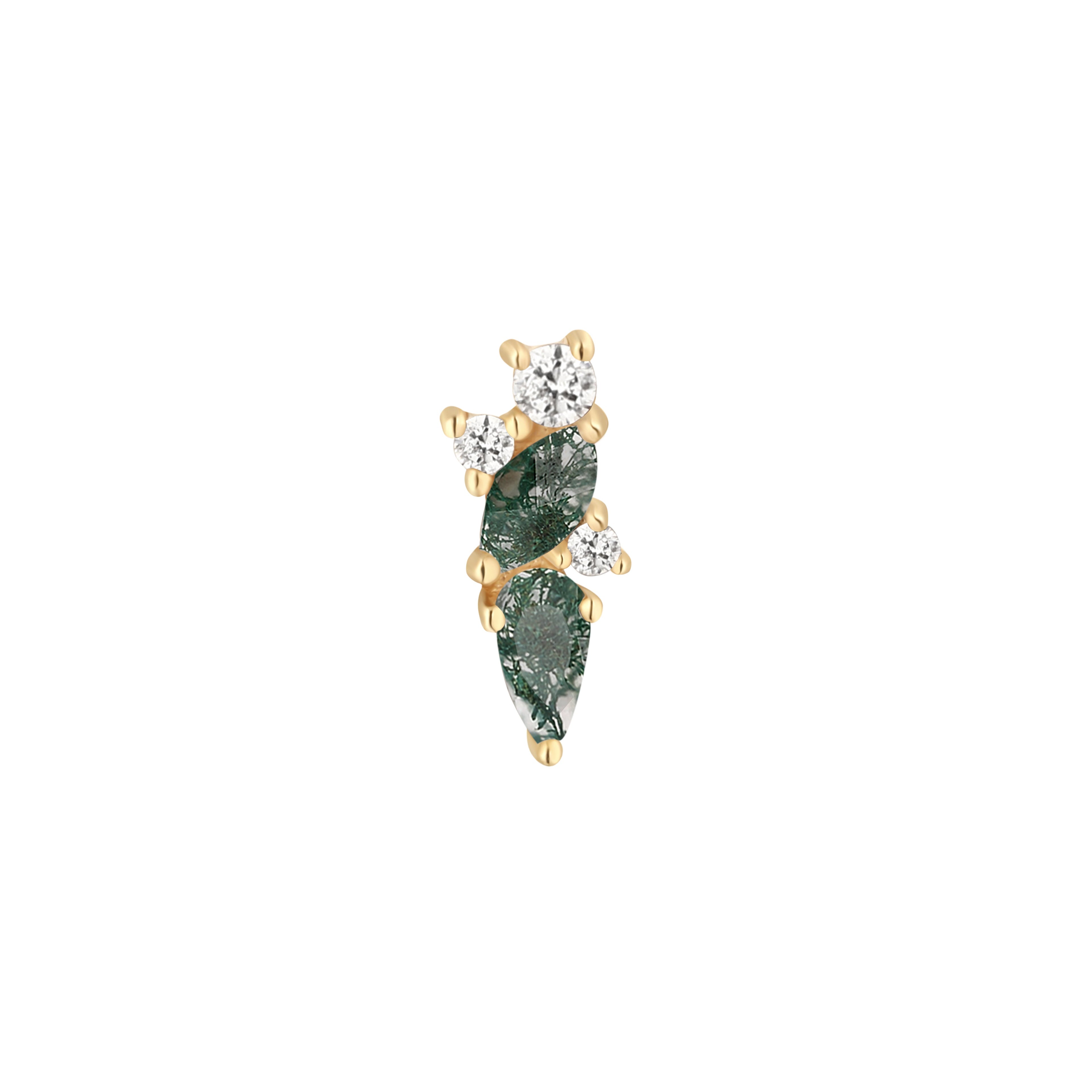 Visionary - Moss Agate + White Topaz - Threadless End