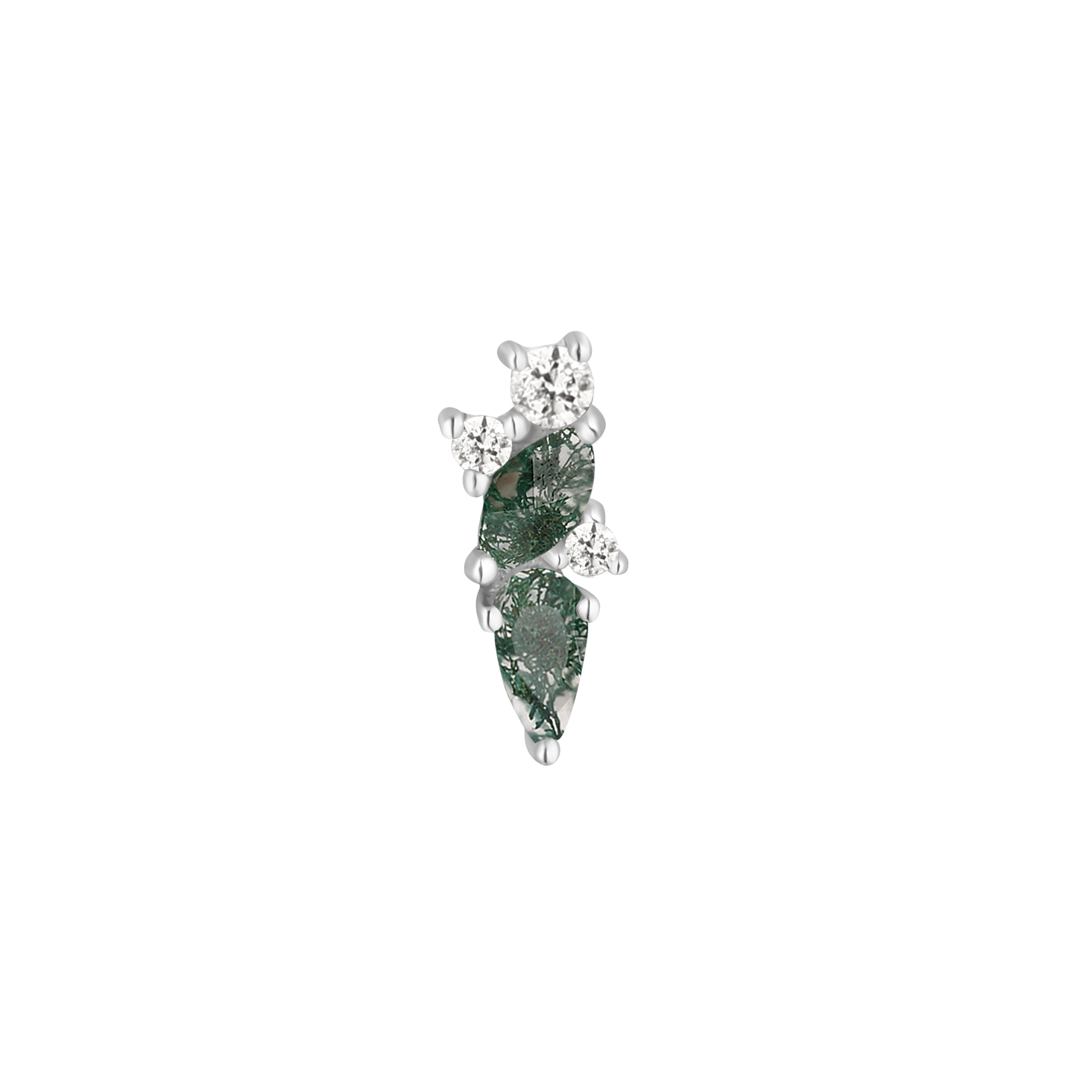 Visionary - Moss Agate + White Topaz - Threadless End