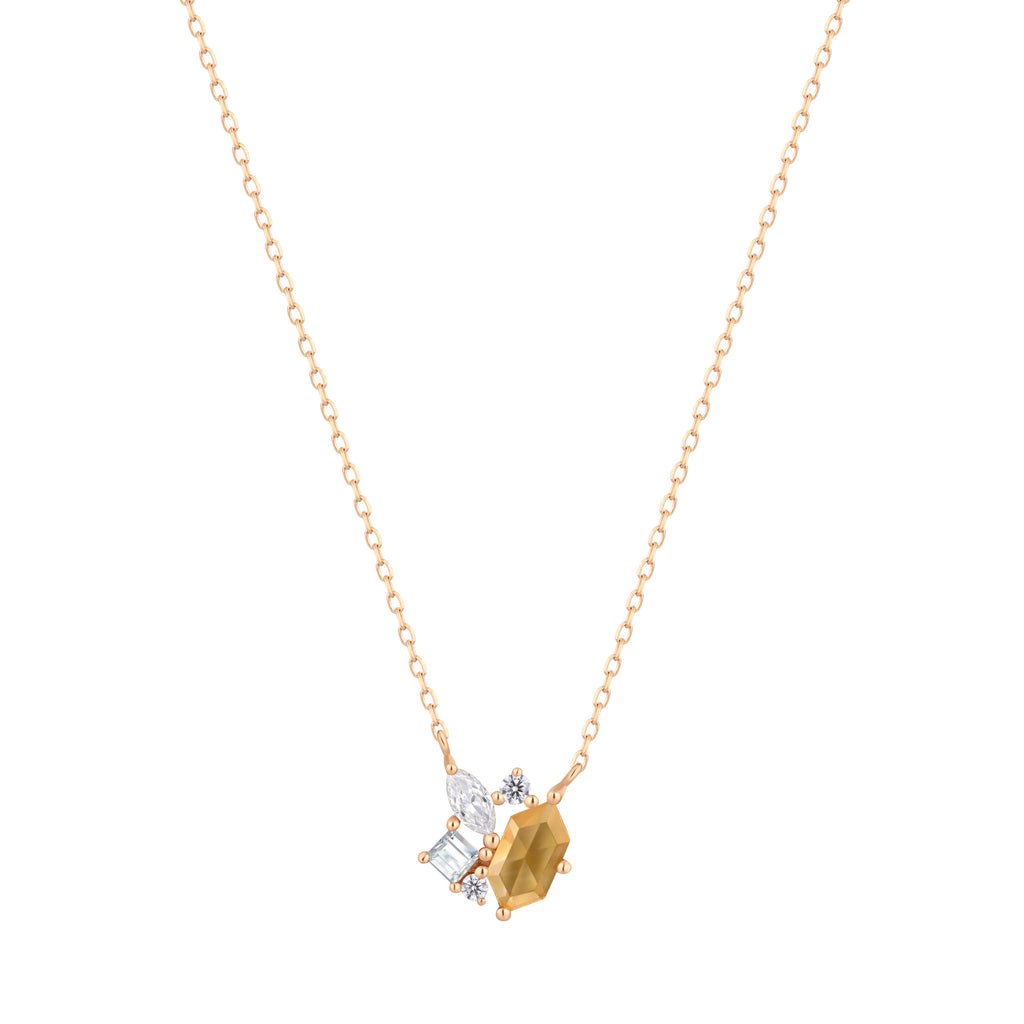 RION x Buddha Jewelry Guerdon Gold Necklace - Rutilated Quartz + White Sapphire