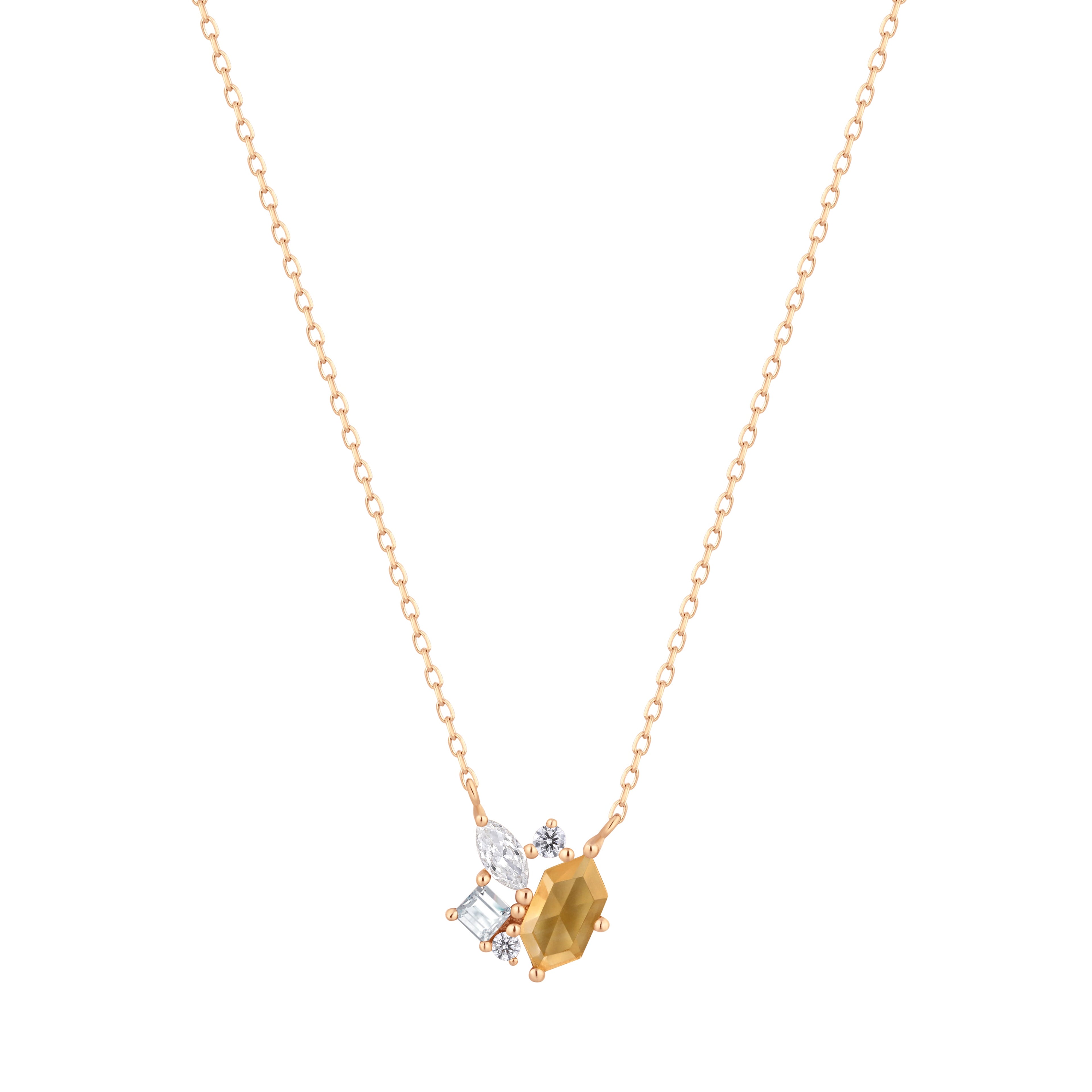 RION x Buddha Jewelry Guerdon Gold Necklace - Rutilated Quartz + White Sapphire