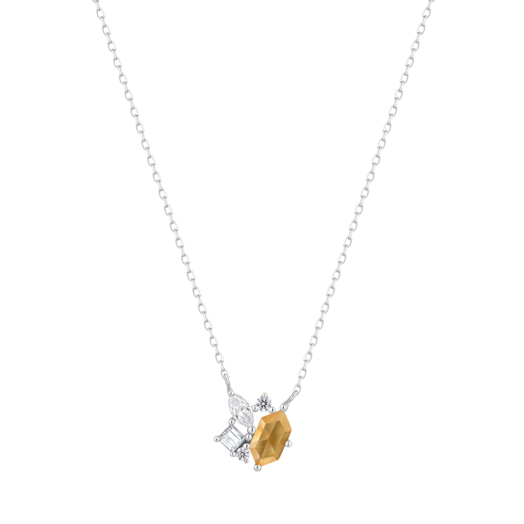 RION x Buddha Jewelry Guerdon Gold Necklace - Rutilated Quartz + White Sapphire