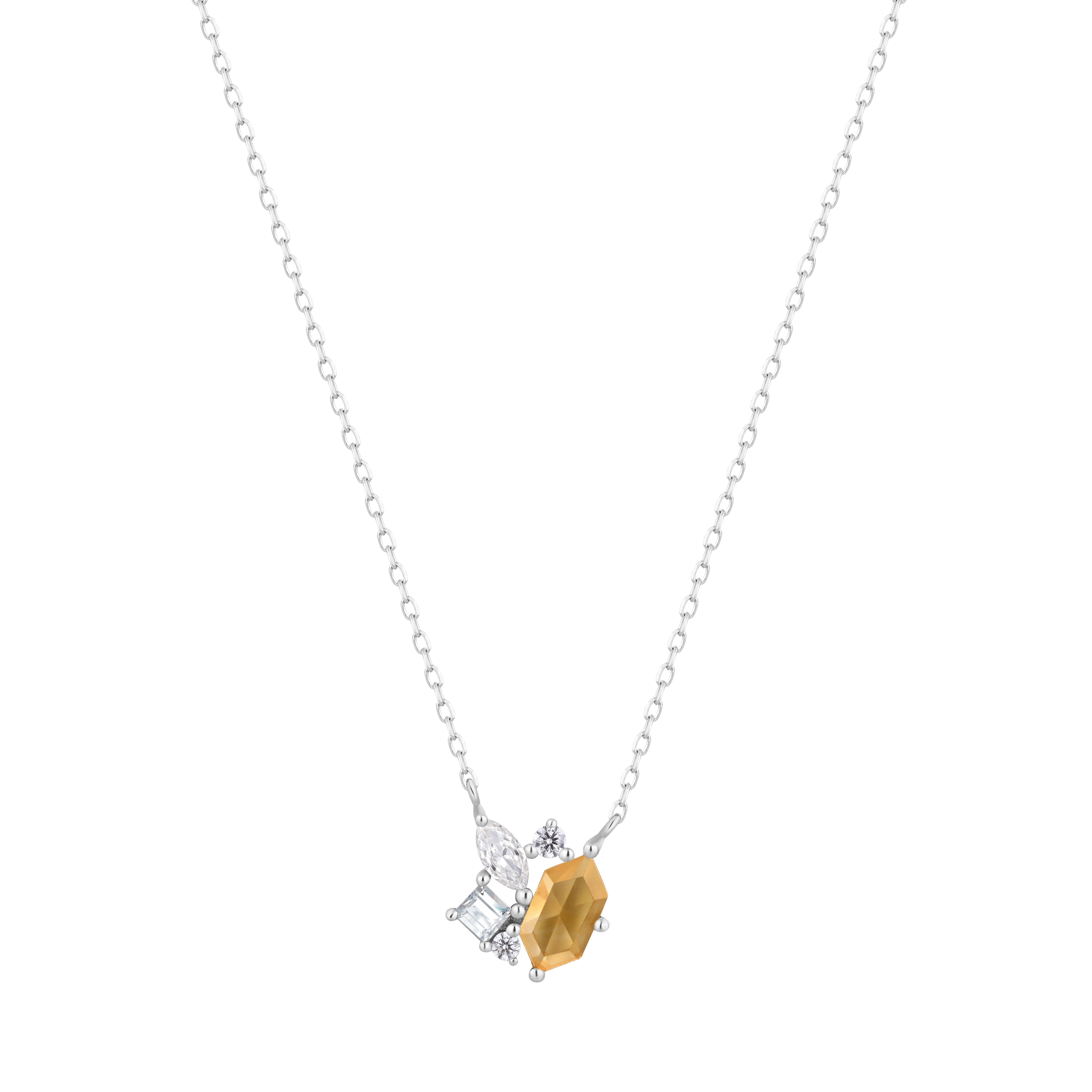 RION x Buddha Jewelry Guerdon Gold Necklace - Rutilated Quartz + White Sapphire