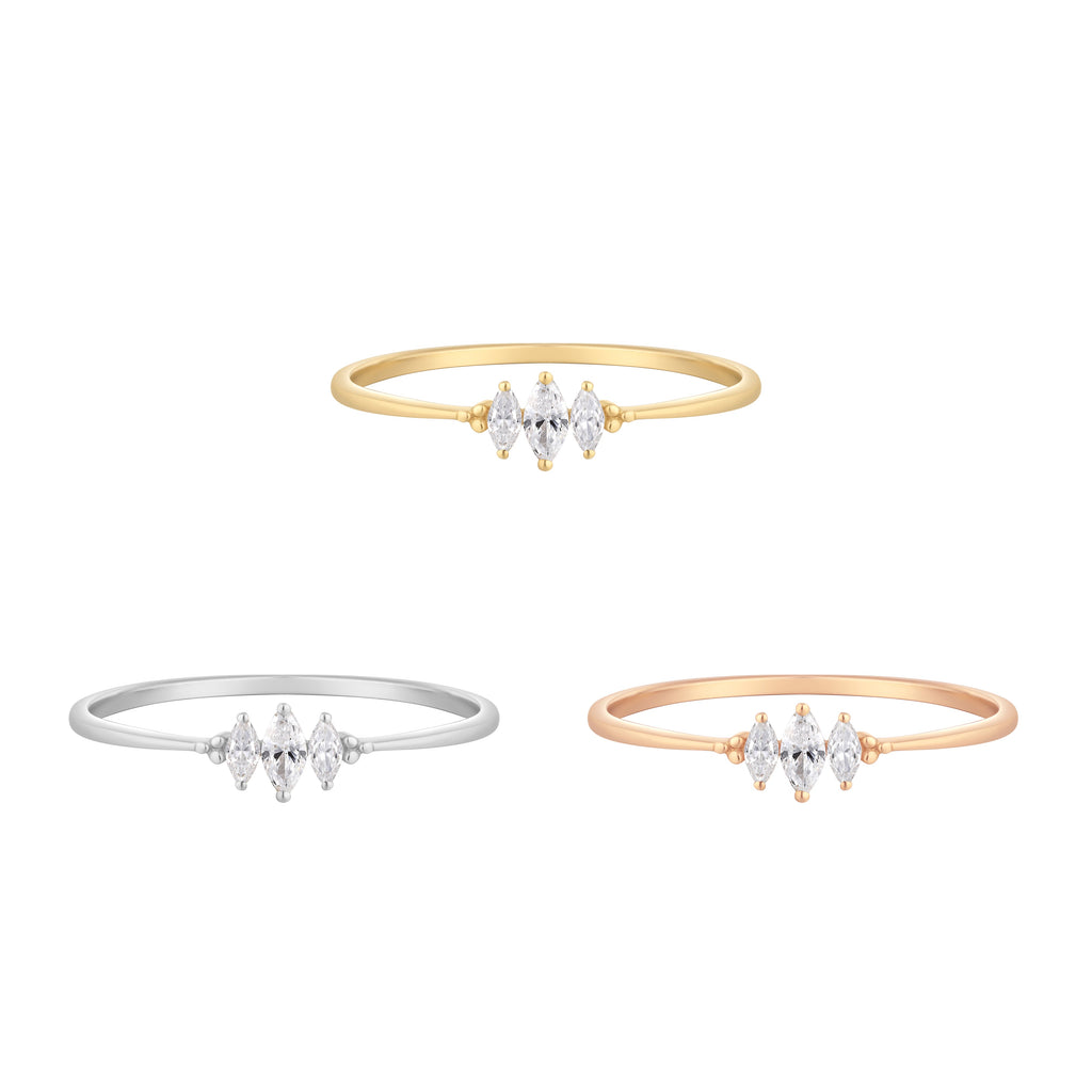 RION x Buddha Jewelry Zuri Trois Finger Ring - Genuine Diamond