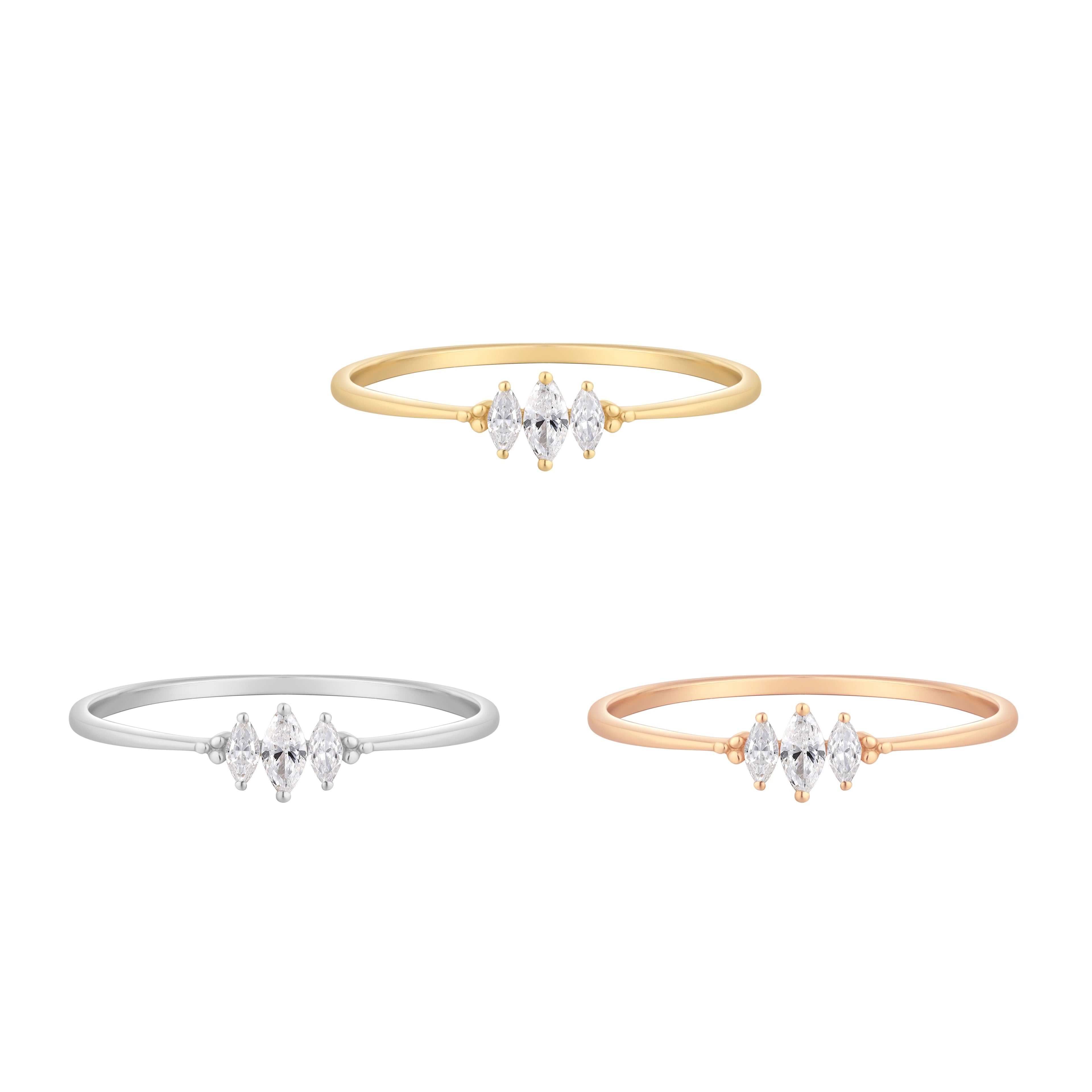 RION x Buddha Jewelry Zuri Trois Finger Ring - Genuine Diamond