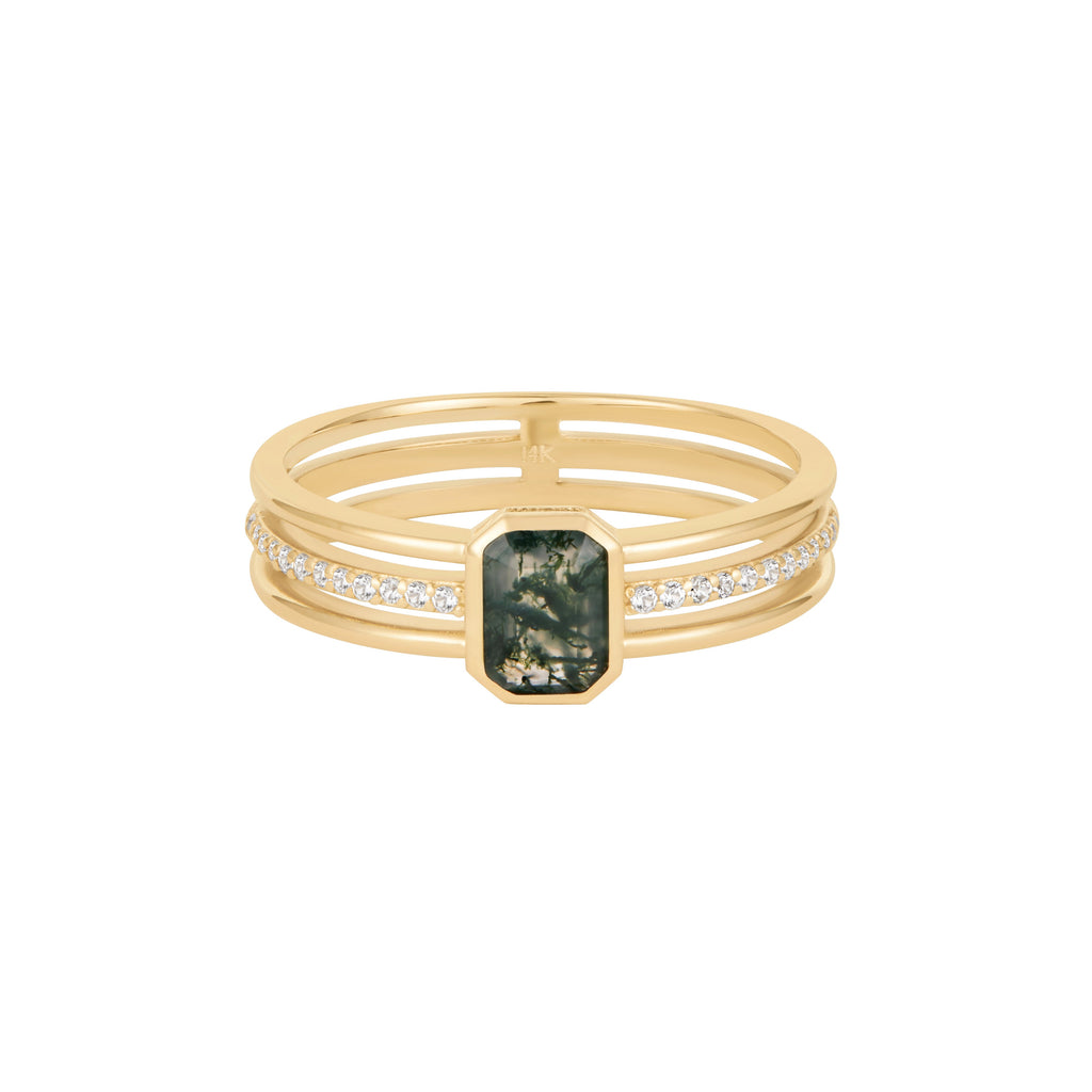 RION x Buddha Jewelry Discovery Finger Ring - Moss Agate