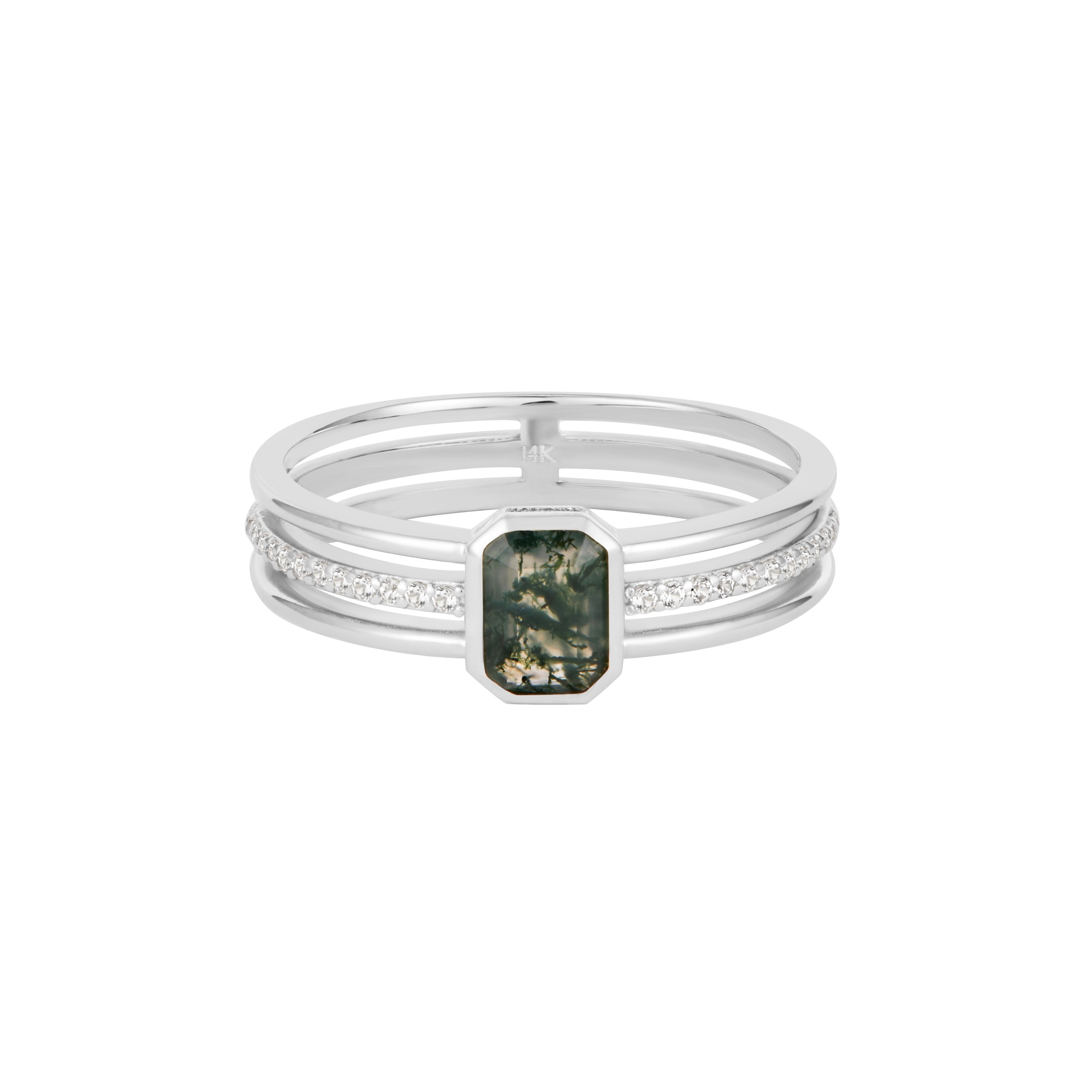 RION x Buddha Jewelry Discovery Finger Ring - Moss Agate
