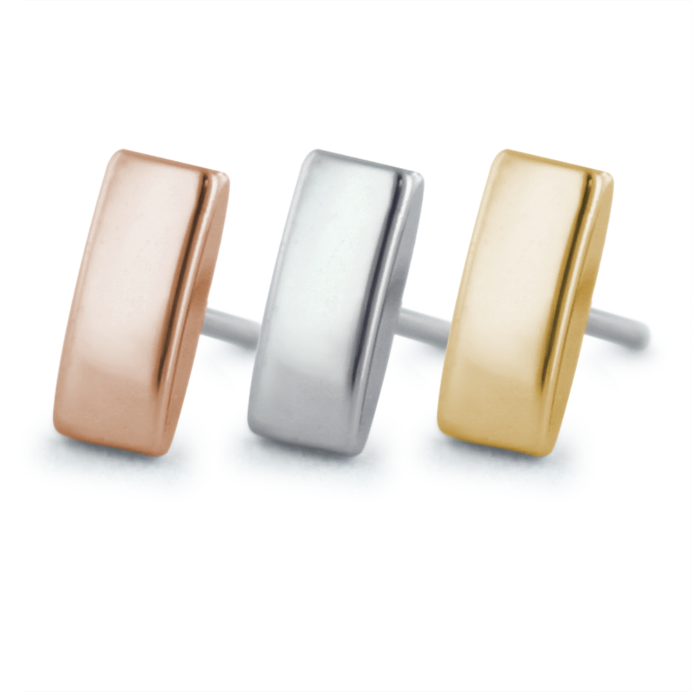 NeoMetal solid 18k gold bar threadless end for lobe or helix styling