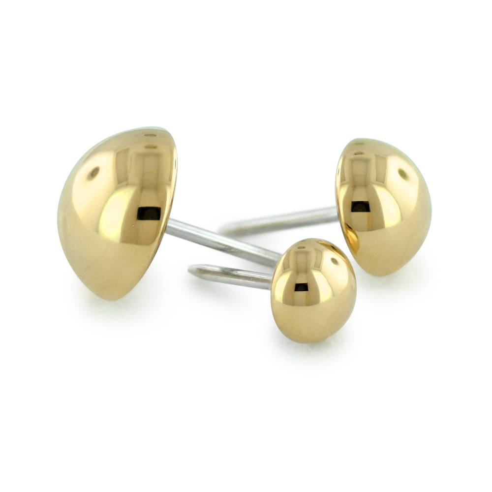 NeoMetal smooth dome threadless end in solid 18k gold for lobe or helix