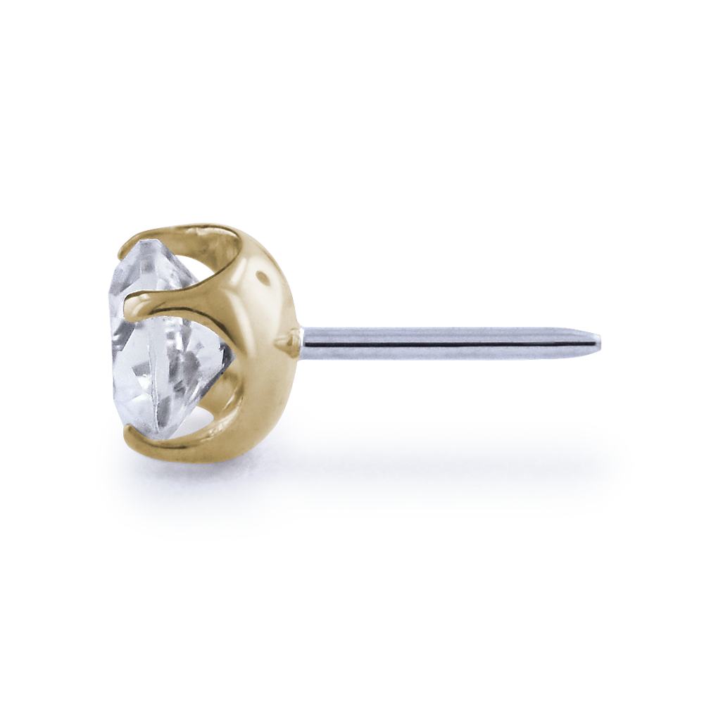 18K Gold Prong Set Genuine Diamond