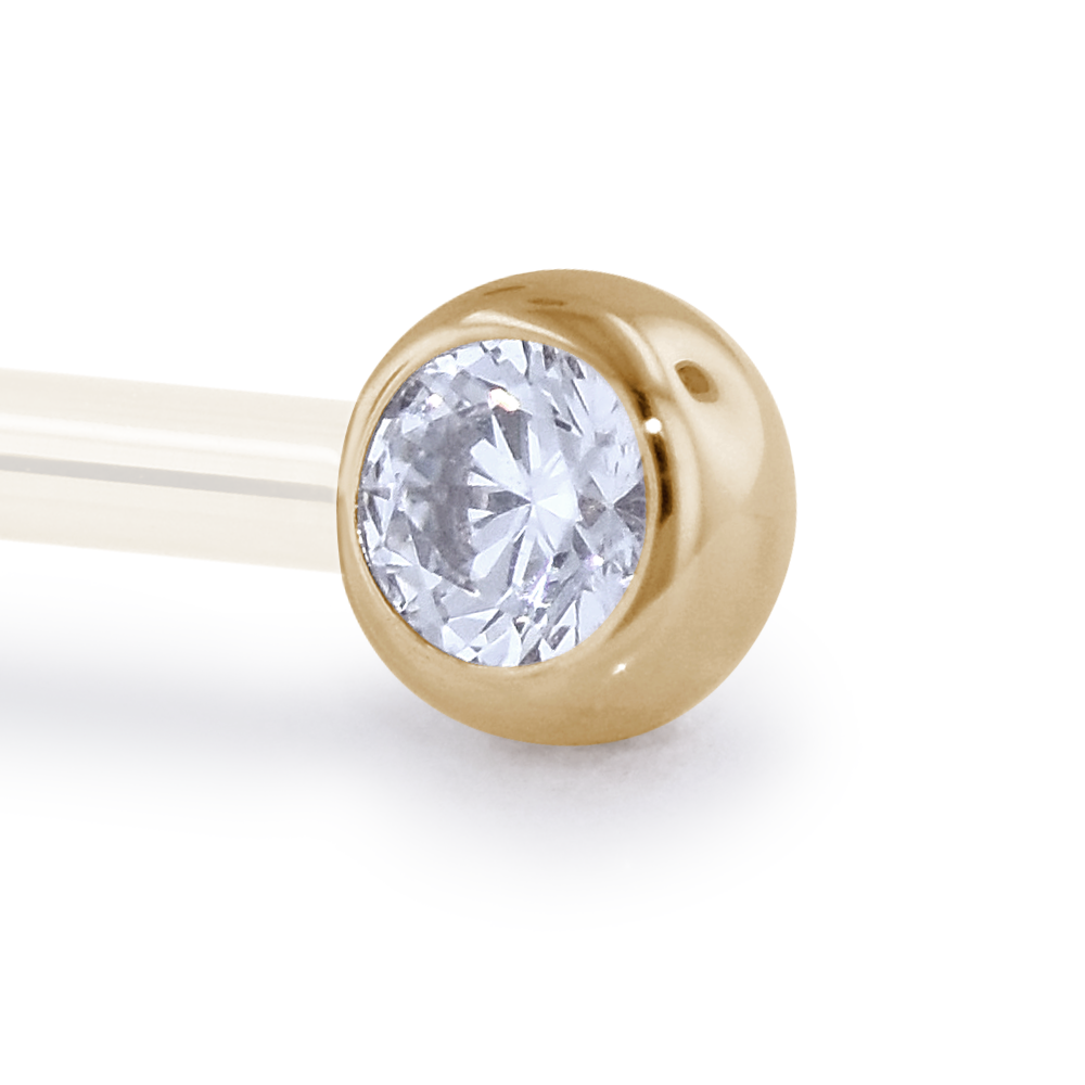 NeoMetal faceted cubic zirconia side gem in 18k gold flat-back setting