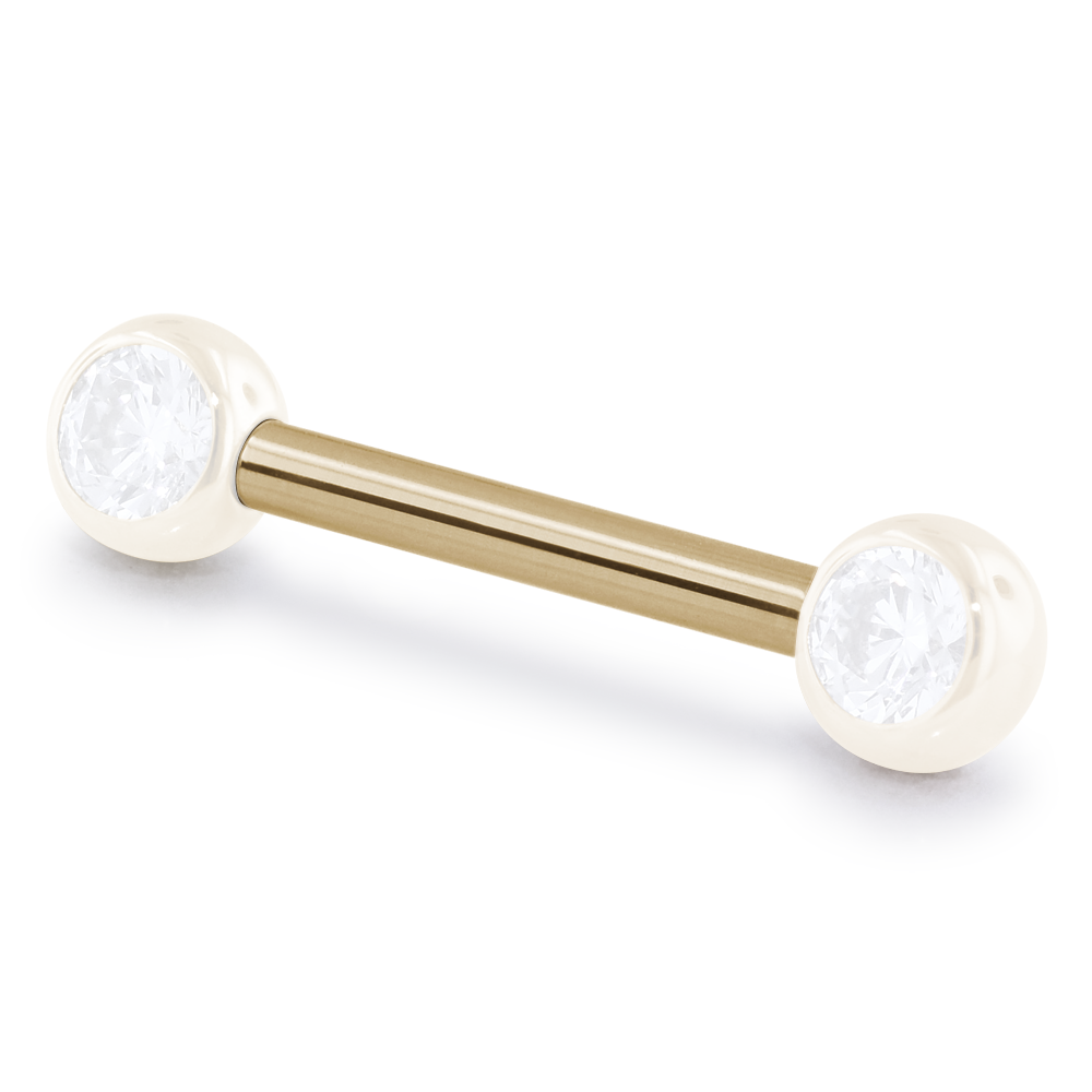 NeoMetal 18k gold nipple barbell shaft 12ga for nipple piercing