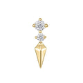 Gem Spike stacked moissanite threadless end with gold spike in 14k gold for helix or flat
