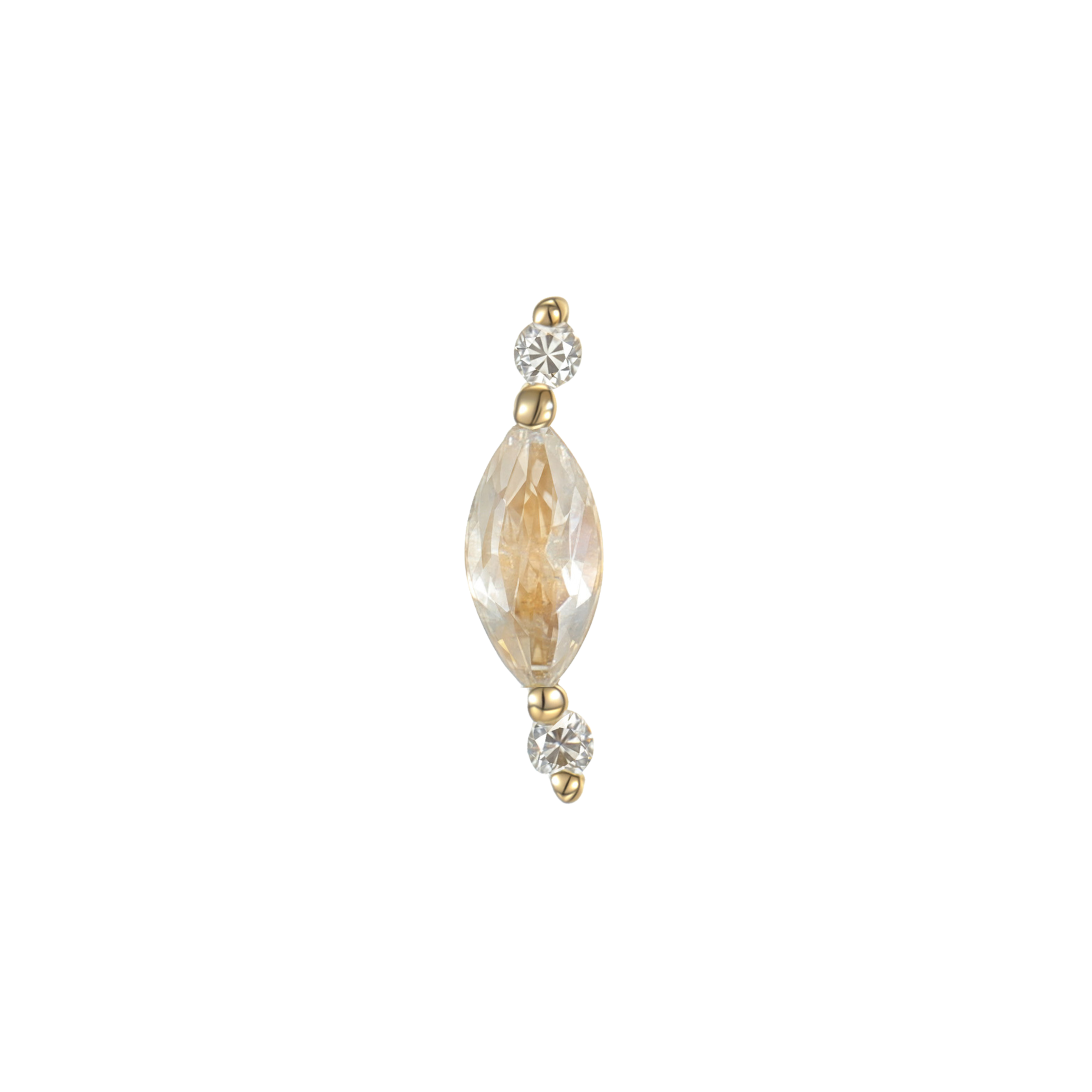 Glacia marquise moonstone threadless end in 14k gold for helix or conch slim styling
