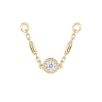 Halolet bezel moissanite 14k gold connector chain for double helix or lobe-to-helix pairings