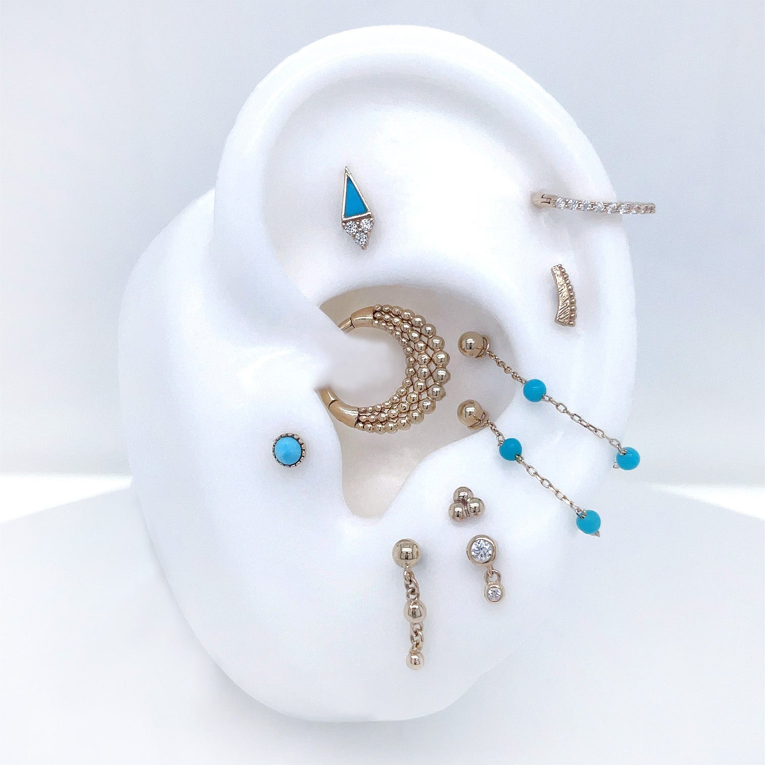 3 Bead - Turquoise - Chain