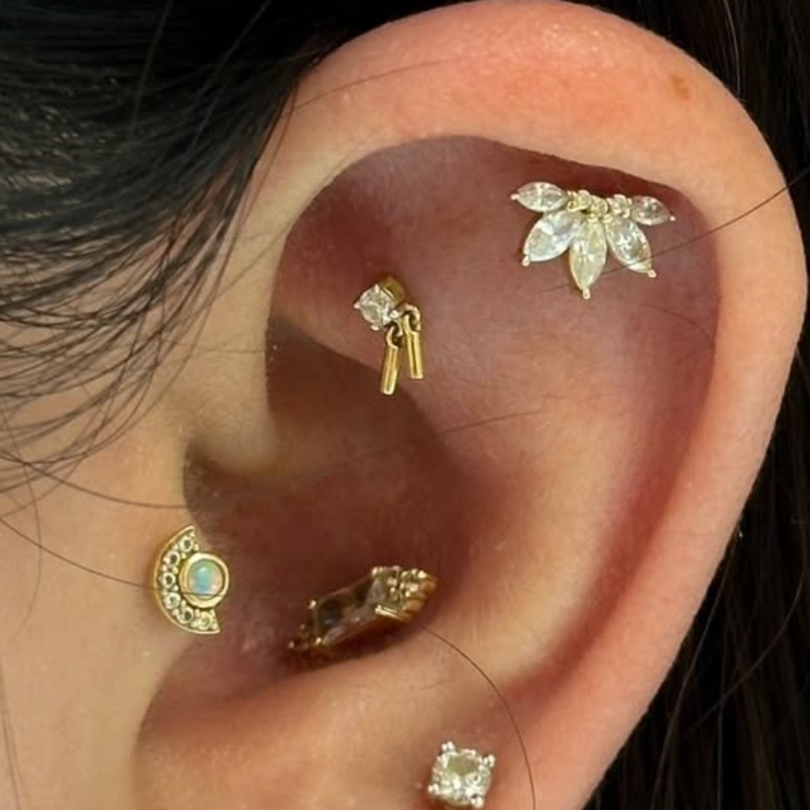 Stacked lobes and helix curation at Piercing Lab Calgary