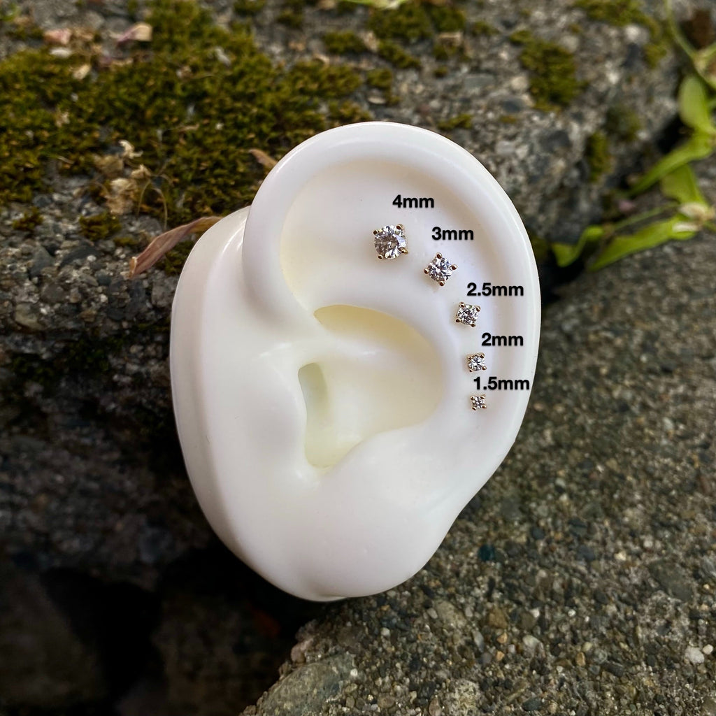 Prong Gem Threadless End with Swarovski CZ
