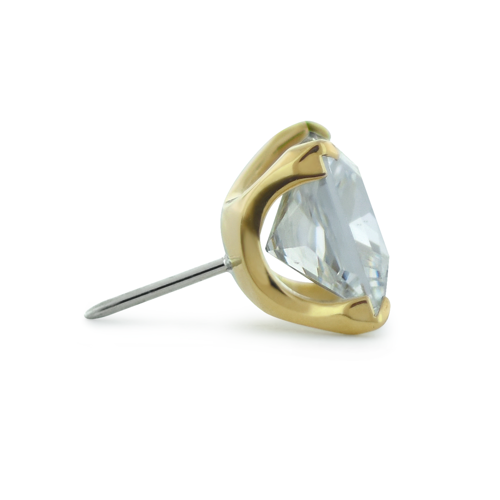 18K Gold Princess Cut Prong Set Gem