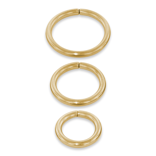 NeoMetal 16ga seam ring in solid 18k gold for healed lobe, helix, or septum