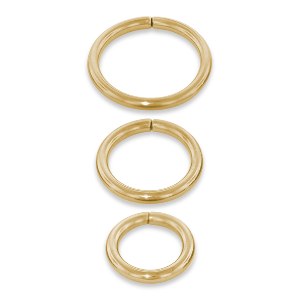 NeoMetal 16ga seam ring in solid 18k gold for healed lobe, helix, or septum