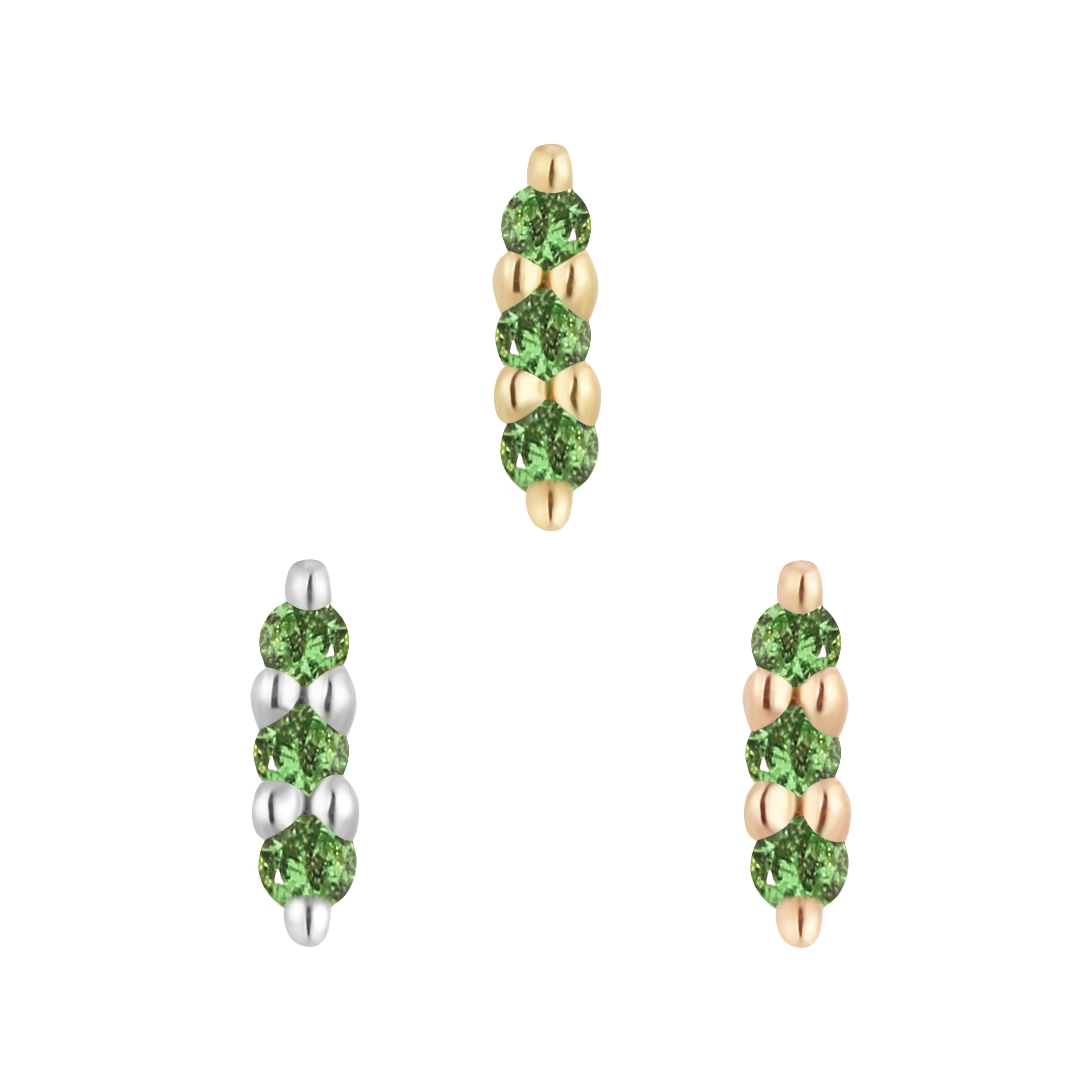 Mishka Prong 3 - Tsavorite - Threadless End