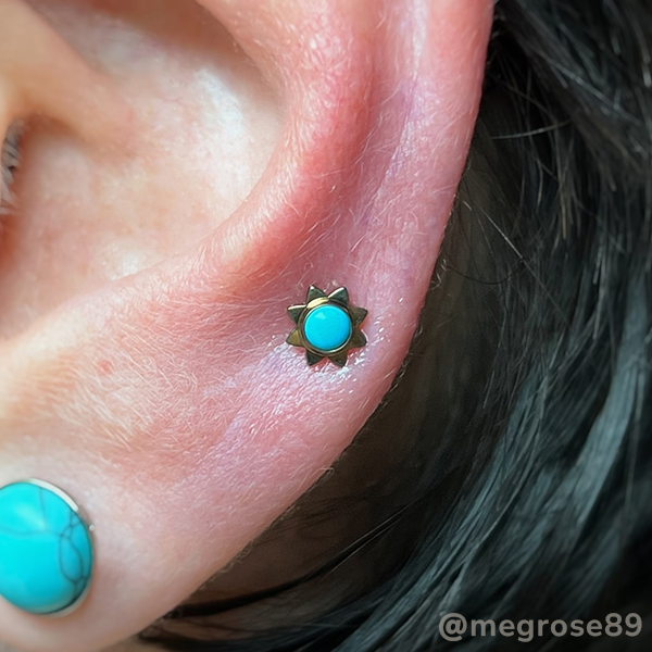 Titanium Sun Cabochon Ends