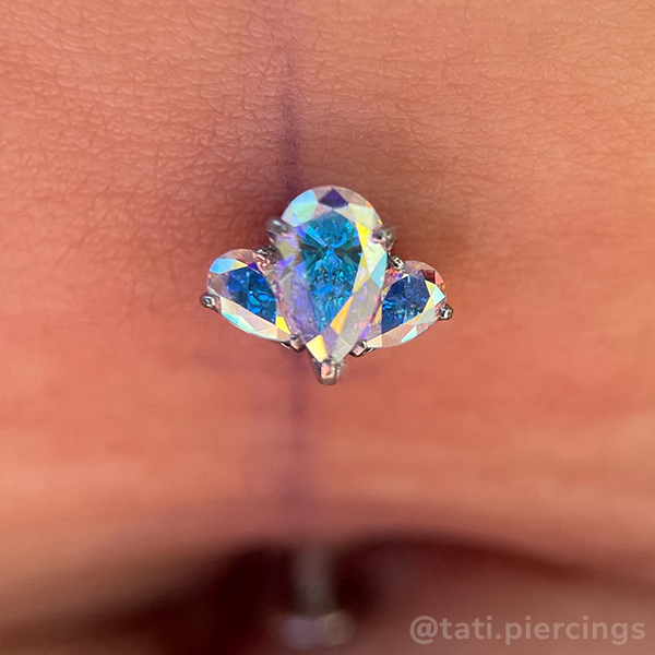 Titanium Pear Cut Gem Fan Clusters - Monochrome
