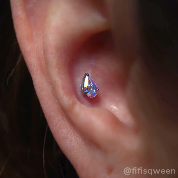 Titanium Pear Cut Prong Set Gem