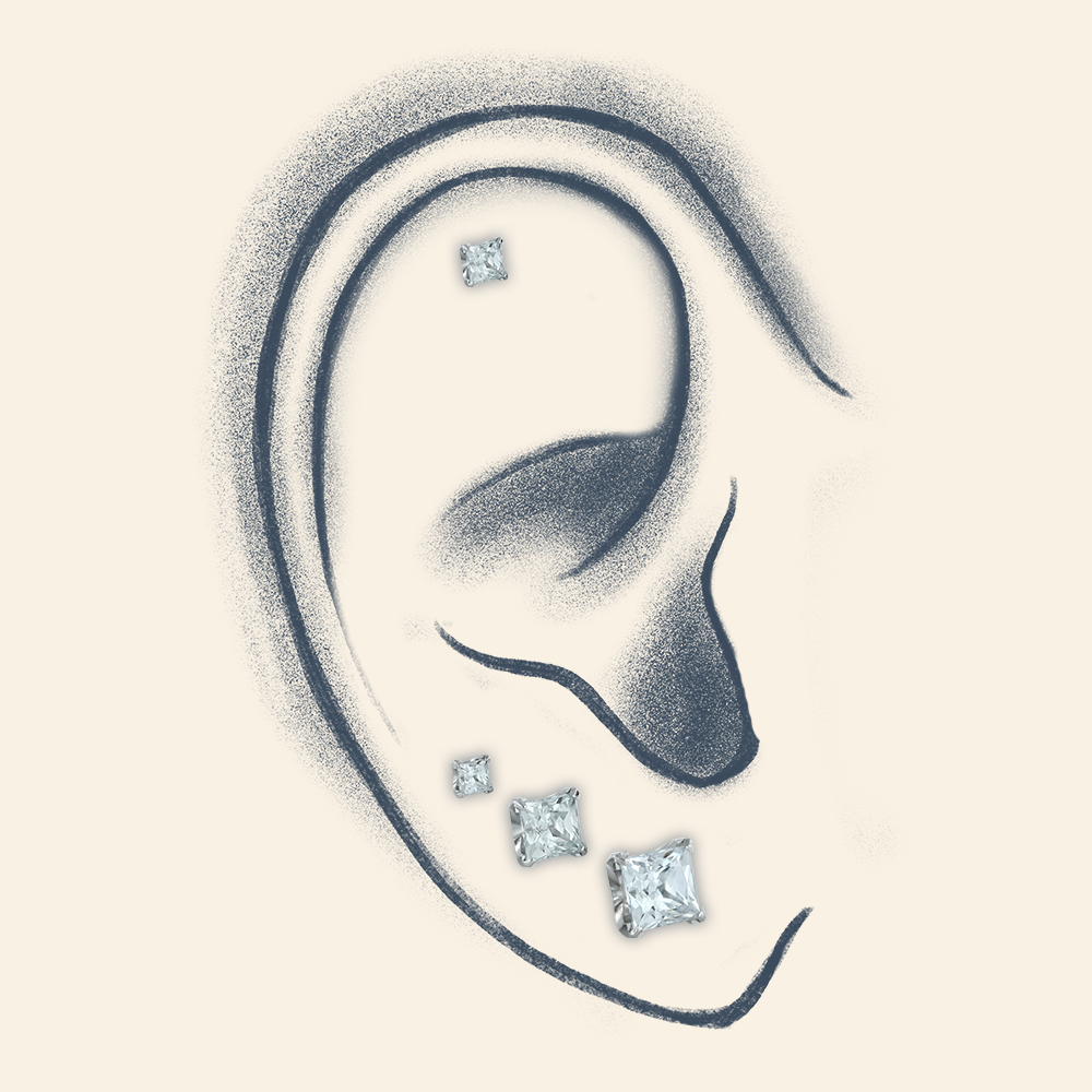 Titanium Princess Cut Gems