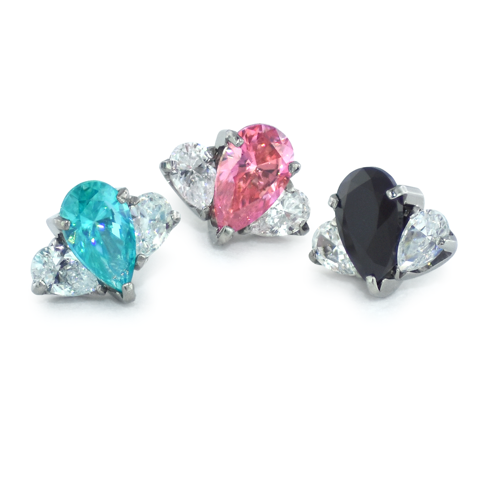 Titanium Pear Cut Gem Fan Clusters - Select Center Gem