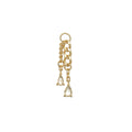 Ripple Drop white topaz double-chain charm in 14k yellow gold for stacked ear styling