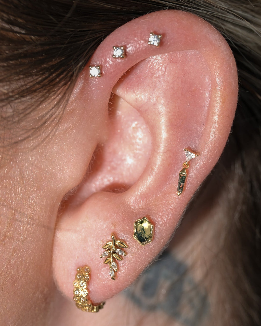 Savvy - Moss Agate + CZ - Threadless End