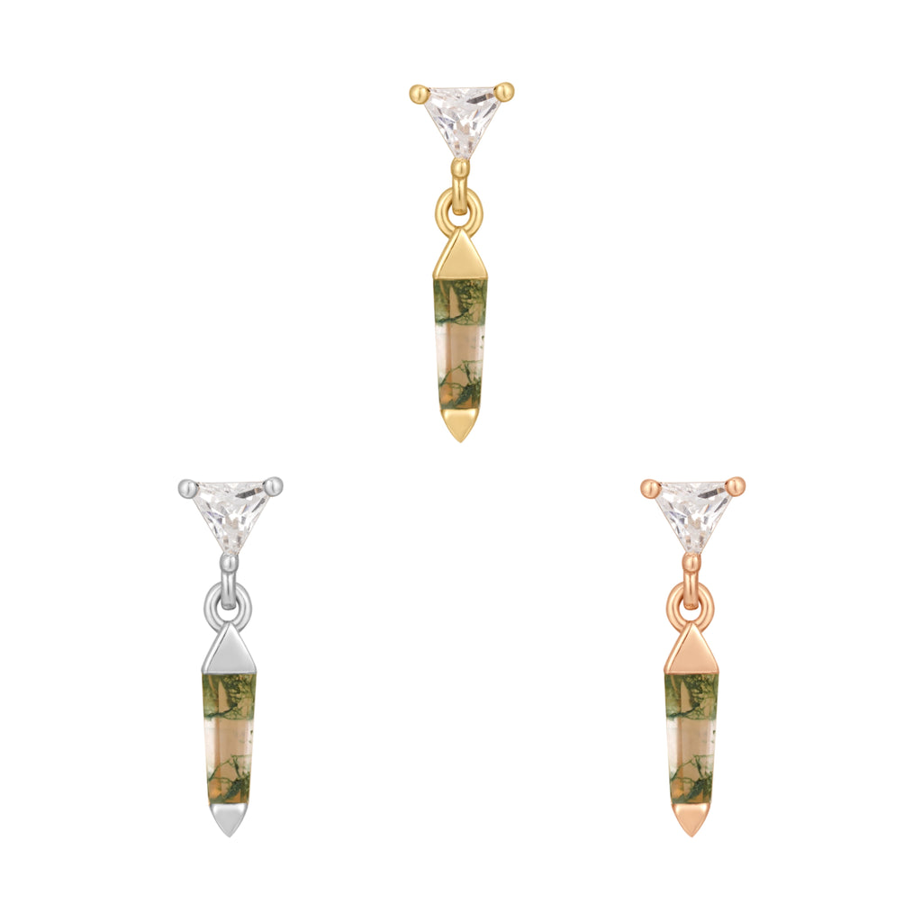 Savvy - Moss Agate + CZ - Threadless End