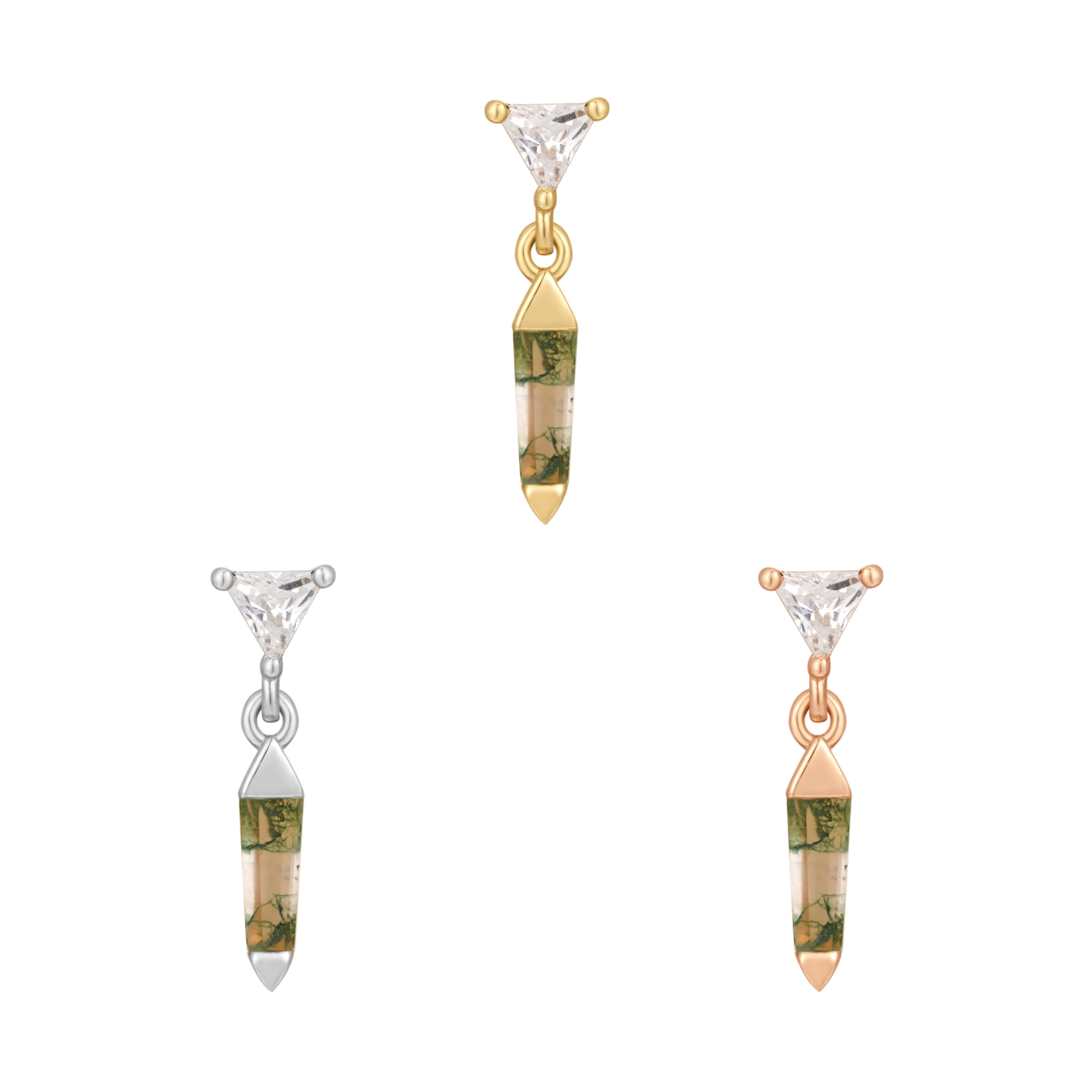 Savvy - Moss Agate + CZ - Threadless End