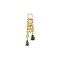 Shadowlight black agate charm with bamboo-bead chain cascade in 14k yellow gold for curated ear styling