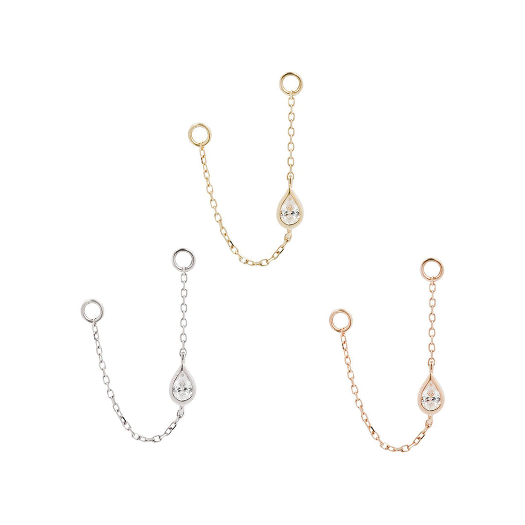 Bezel Teardrop Chain with CZ