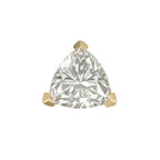 Trilys trillion-cut CZ three-prong threadless end in 14k gold for stacked ear styling