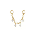 Twink fine 14k gold chain with four dangling CZs for lobe-to-helix and double lobe pairings