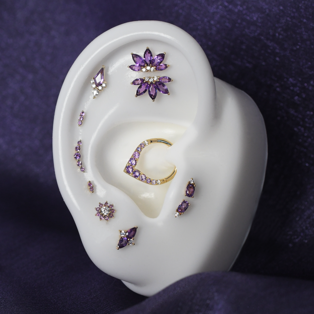 Valentina - Amethyst + CZ - Threadless End