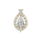 Vega pear CZ halo threadless end in 14k gold built to anchor ear curation