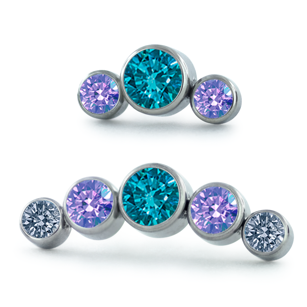Dreamland Bezel Set Gem Cluster - Curved