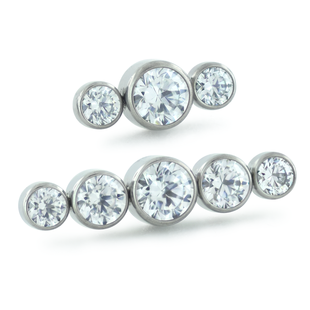 Titanium Bezel Set Gem Cluster - Linear