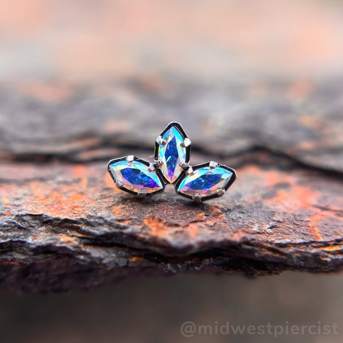 Titanium Marquise Cut Gem Fan Clusters