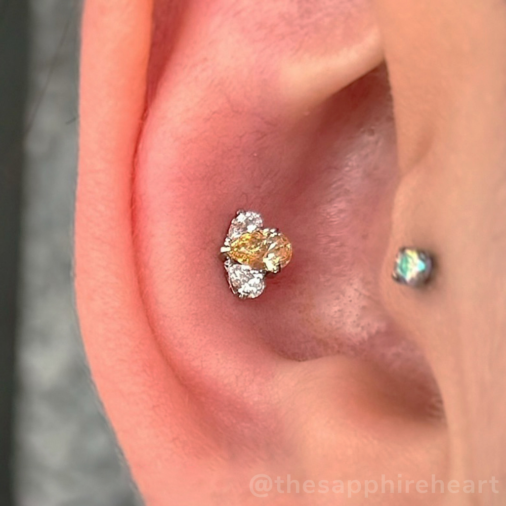 Titanium Pear Cut Gem Fan Clusters - Select Center Gem