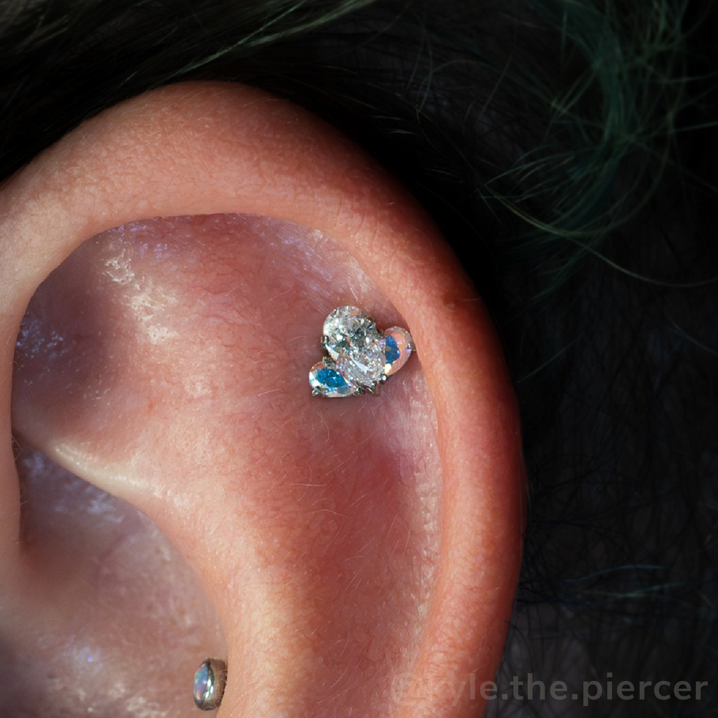 Titanium Pear Cut Gem Fan Clusters - Select Outer Gems